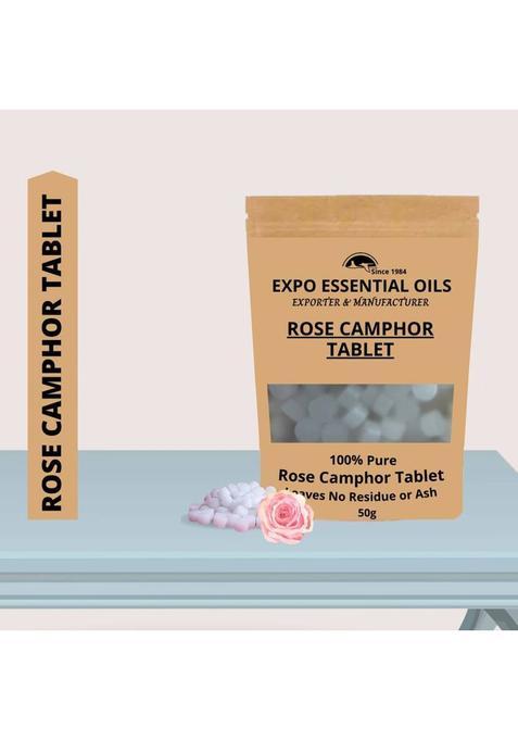 Expo Organics Pure Rose Camphor Tablet | Kapoor Air Freshener & Mosquito Repellent - 50G (50 G)