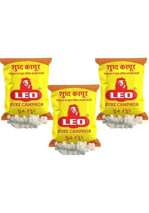 Leo Camphor Suddh Tablet Zipper 40 Grams Pouch - Pack Of 3 (120 G)