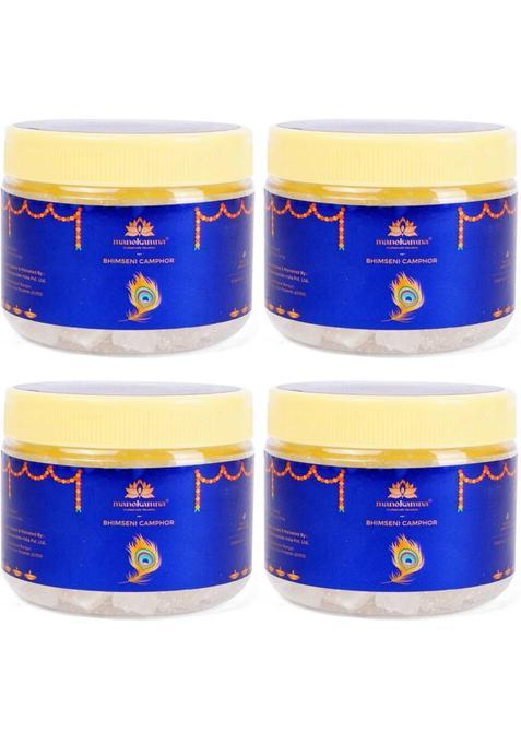 Manokamna Bhimseni Camphor Pack Of 4 (100G Each) Shuddh For Daily Puja And Havan