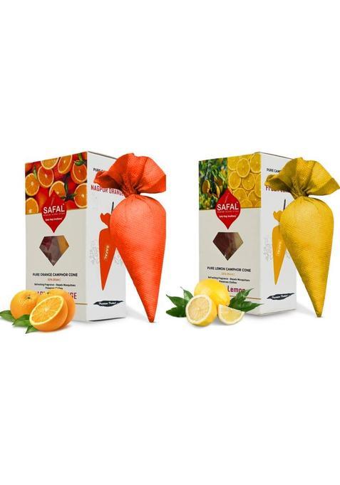 Safal Camphor Cone | Kapoor For Pooja Premium Pack Of 2 - Orange & Lemon