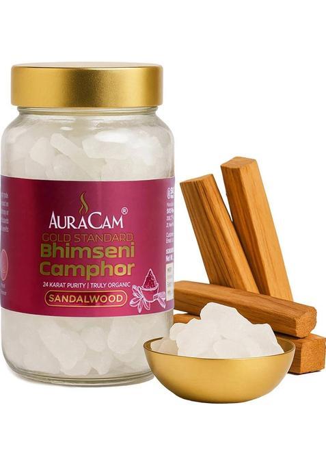 Auracam Gold Standard Bhimseni Camphor For Pooja Havan Meditation-Sandalwood Pack Of 1 (100 G)