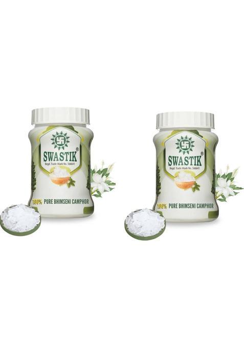 Swastik Pure Bhimseni Camphor 100 Grams Jar Pack Of 2 (200 G)