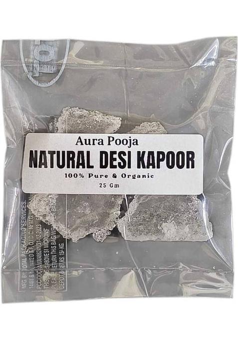 Aura Pooja 100% Natural Desi Camphor/Kapoor Crystals For HavanMeditation & Fragrance (25 G)