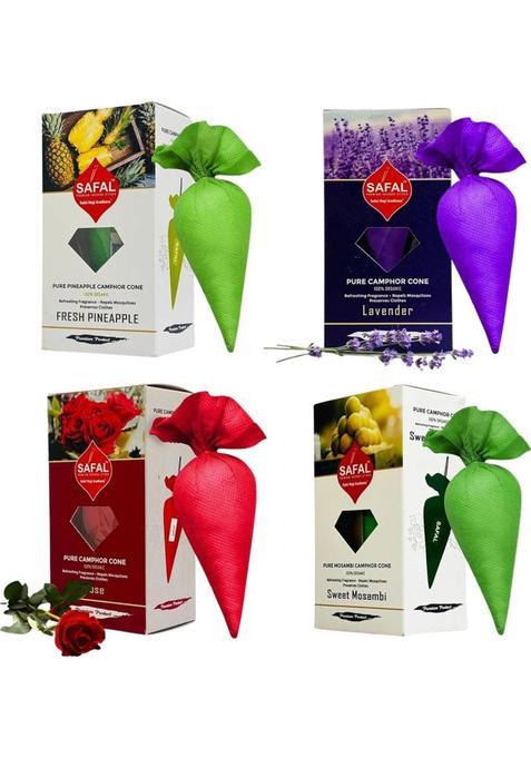 Safal Camphor Cone Kapoor For Pooja Pineapple Lavender Rose And Sweet Mosambi
