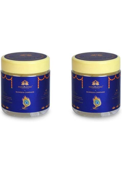 Manokamna Bhimseni Camphor Traditional Remedy With Spiritual Essence 50Gm Jar (Pack Of 2) (100 G)