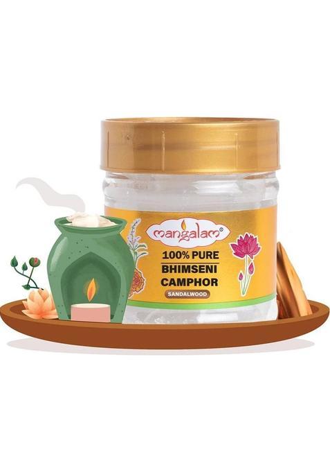Mangalam Bhimseni (Sandalwood) Camphor 50G Jar100% PureFor PujaAromatherapy (50 G)