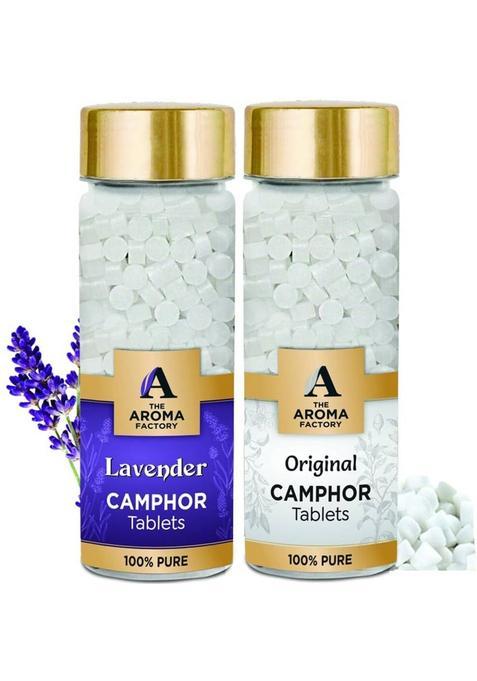 The Aroma Factory Pure Camphor Tablets, Lavender & Original, Zero Residue Kapoor With Fragrance (160 G)