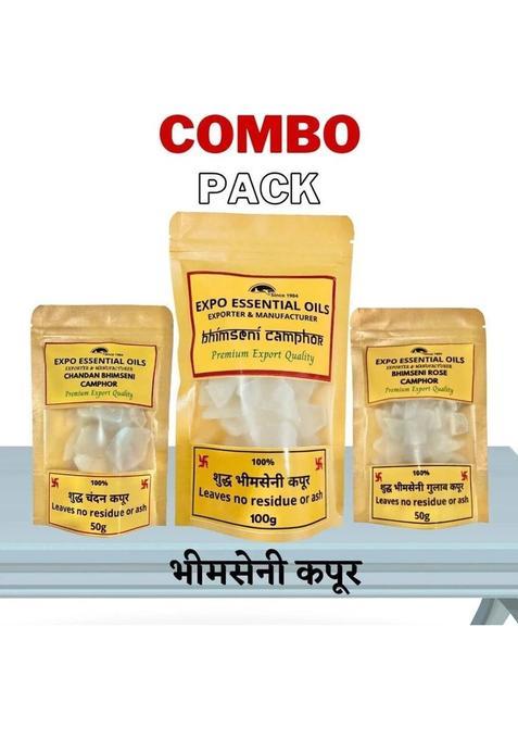 Expo Organics Bhimseni Camphor / Chandan Kapoor Rose Combo Pack Of 3 (200 G)