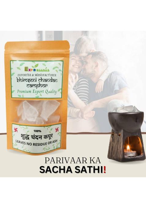 Expo Organics Chandan Bhimseni Camphor Pouch For Puja Meditation Home Fragrance & Rituals (20 G)
