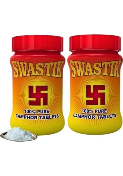 Swastik 100 % Pure Camphor Tablet & Organic Bhimseni Kapoor Jar Pack Of 2 (100G Each) (200 G)