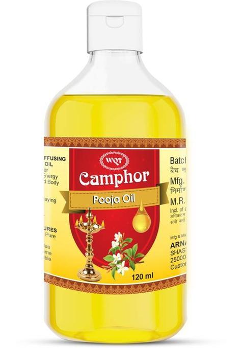 Wqt Camphor Pooja Oil 120 Ml Kapoor For Deepak Poojan Akhand Jyot Festivals Havan (120 Ml)