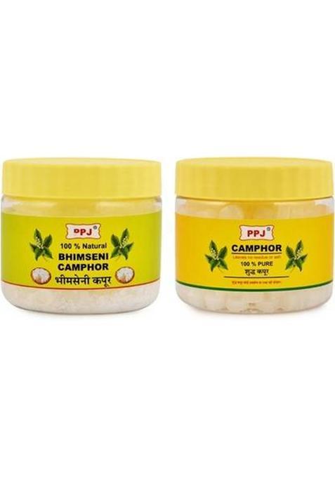 Ppj Bhimseni Camphor 100% Natural + Organic Tablet (Combo Pack) Kapoor Tablets Kapur Desi Pachcha Karpooram For Puja Havan Meditation Diffuser Purpose (100G 100G) Dhoop (Pack Of 2)