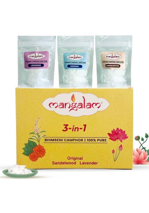Mangalam Bhimseni Camphor - 3 In 1 Pouch For Aromatherapy & Air Freshener|Sweet Fragrance (75 G)