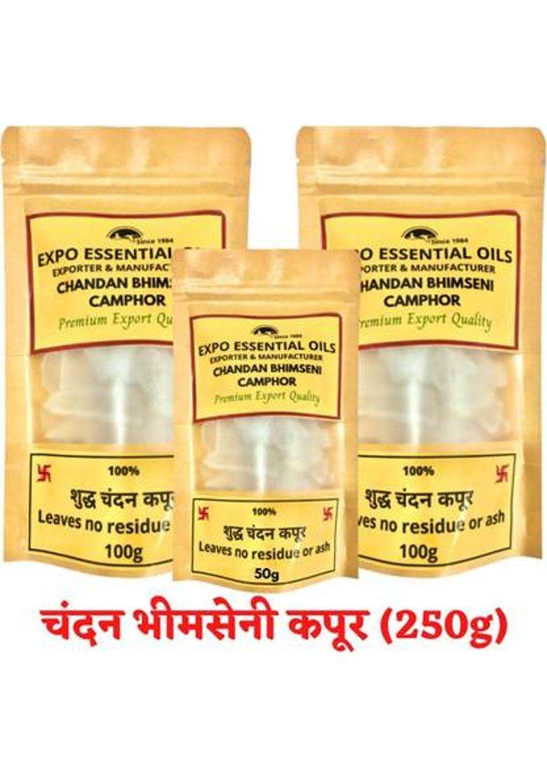 Expo Organics Shudh Chandan Bhimseni Kapoor Pooja Camphor Pack Of 2 - 250G (250 G) - Indya