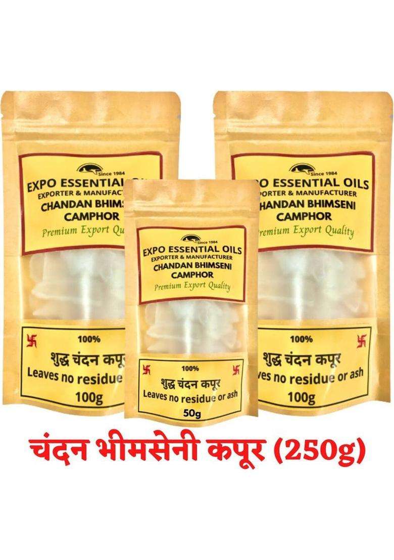 Expo Organics Shudh Chandan Bhimseni Kapoor Pooja Camphor Pack Of 2 - 250G (250 G) - Indya