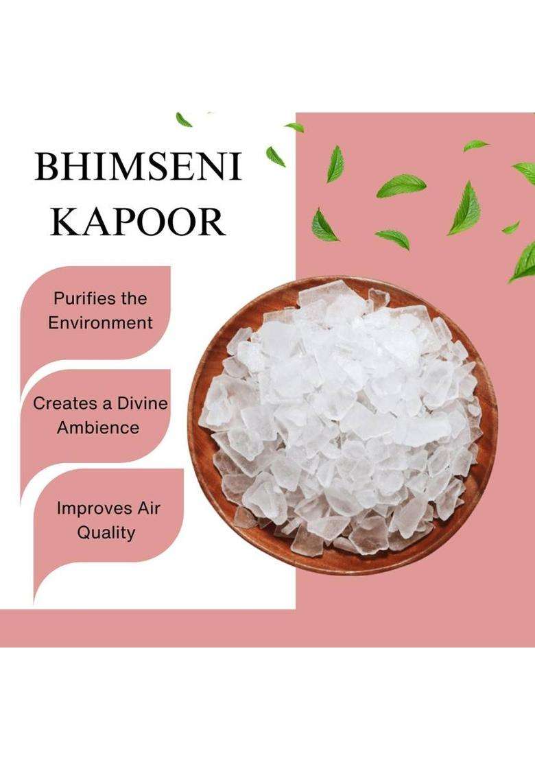 Prachyam Natural 100% Bhimseni Kapoor Camphor For Puja Meditation & Air Purifier (100 G) - Indya