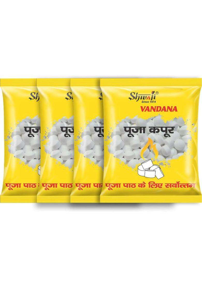 Shivaji Vandana Pure Camphor Tablets Eco-Friendly Havan Kapoor For PoojaMandir- 4 Pack - Indya