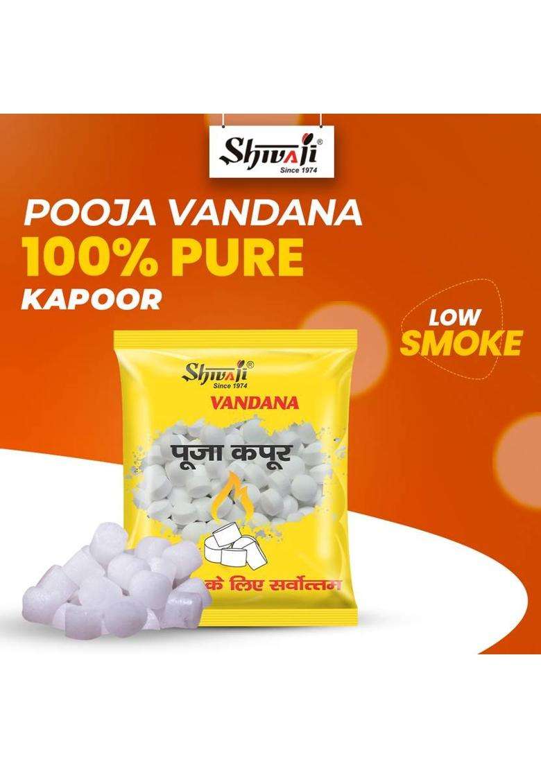 Shivaji Vandana Pure Camphor Tablets Eco-Friendly Havan Kapoor For PoojaMandir- 4 Pack - Indya