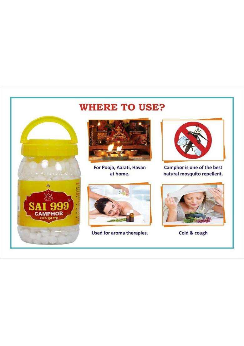 Sai999 Camphor Powder For Pooja Meditation Havan (100 Gm Pack Of 10) (1000 G) - Indya
