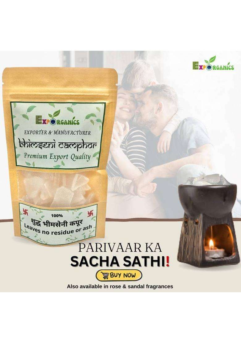 Expo Organics Bhimseni Camphor Pouch For Puja Home Fragrance Spirituality & Religious Ritual (400 G) - Indya