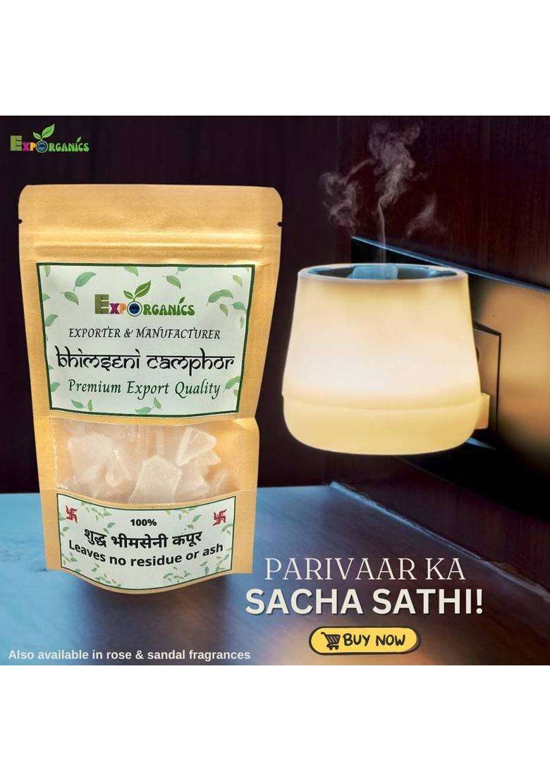 Expo Organics Bhimseni Camphor Pouch For Puja Home Fragrance Spirituality & Religious Ritual (400 G) - Indya