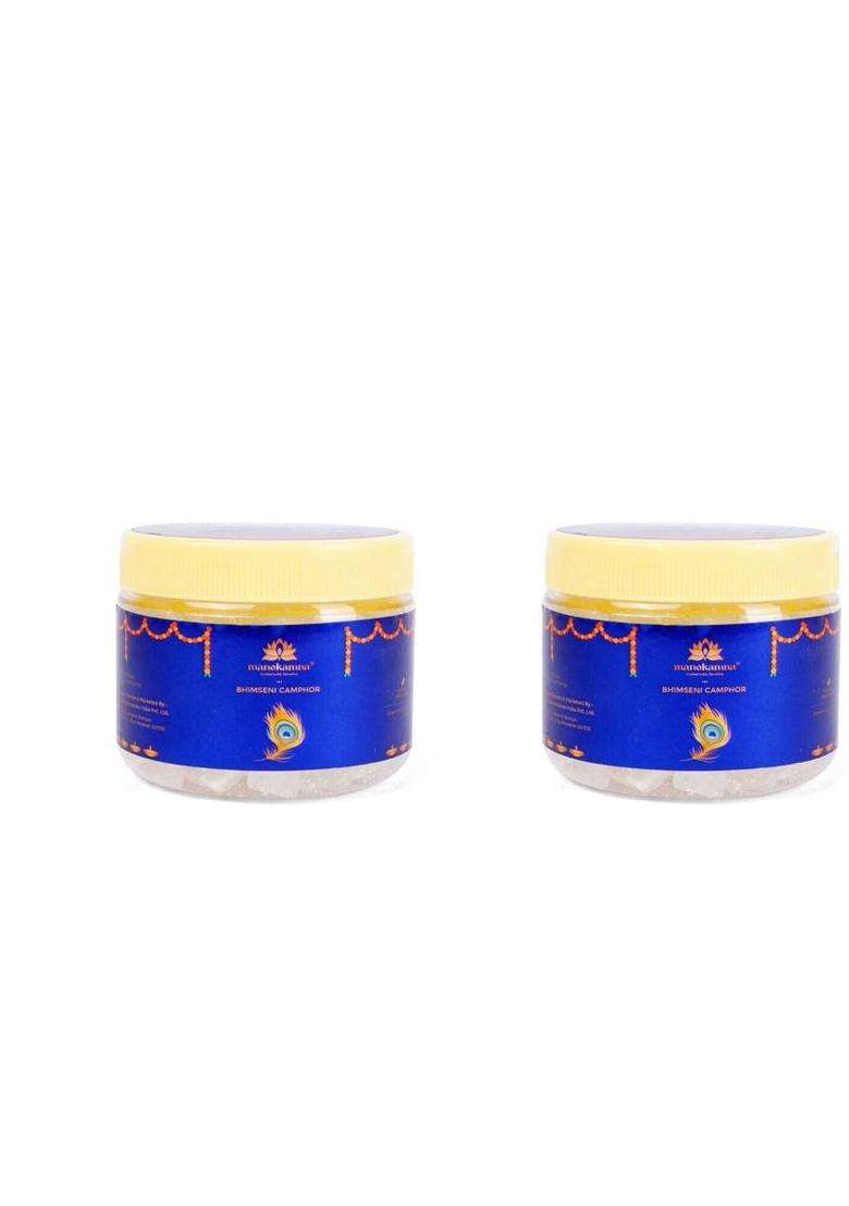 Manokamna Bhimseni Camphor Pack Of 2 (100G Each) Shuddh For Daily Puja And Havan - Indya
