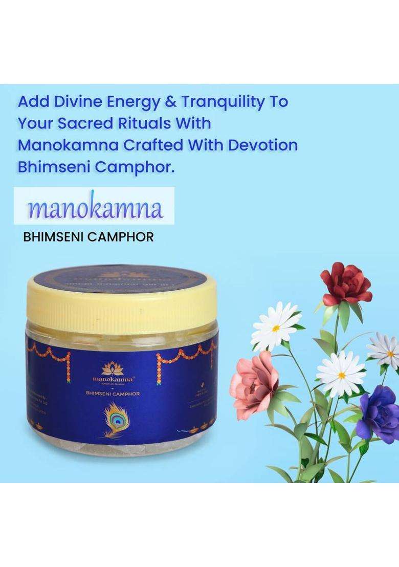 Manokamna Bhimseni Camphor Pack Of 2 (100G Each) Shuddh For Daily Puja And Havan - Indya