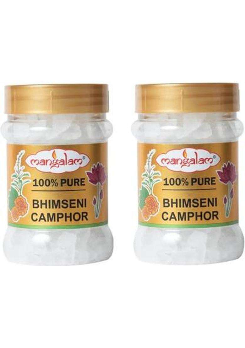 Mangalam Camphor Bhimseni Jar 100Gm- Pack Of 2 (200 G) - Indya