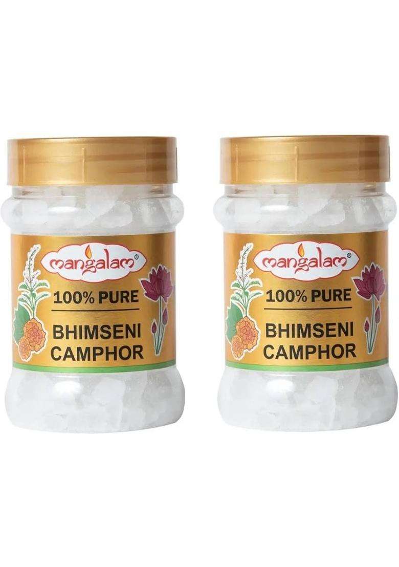 Mangalam Camphor Bhimseni Jar 100Gm- Pack Of 2 (200 G) - Indya