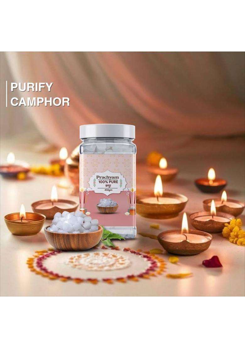 Prachyam Ayurvedic Kapoor Tablets 100% Pure Camphor For Puja Aarti & Air Purifier (450 G) - Indya