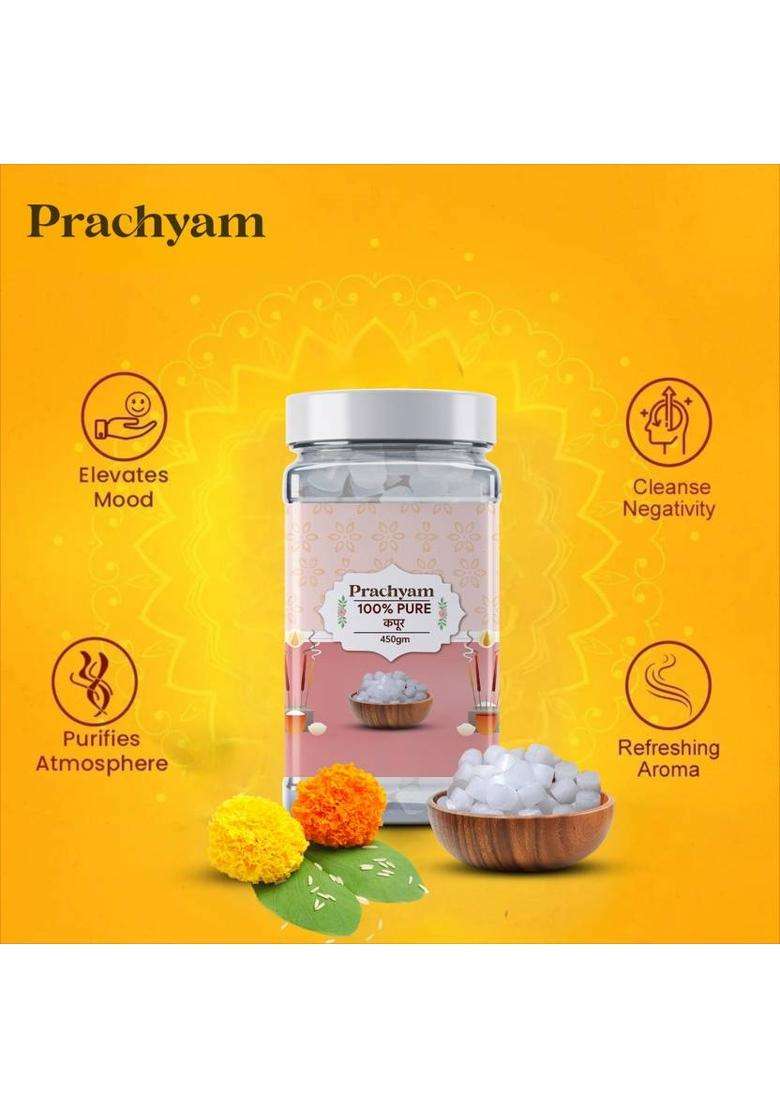 Prachyam Ayurvedic Kapoor Tablets 100% Pure Camphor For Puja Aarti & Air Purifier (450 G) - Indya