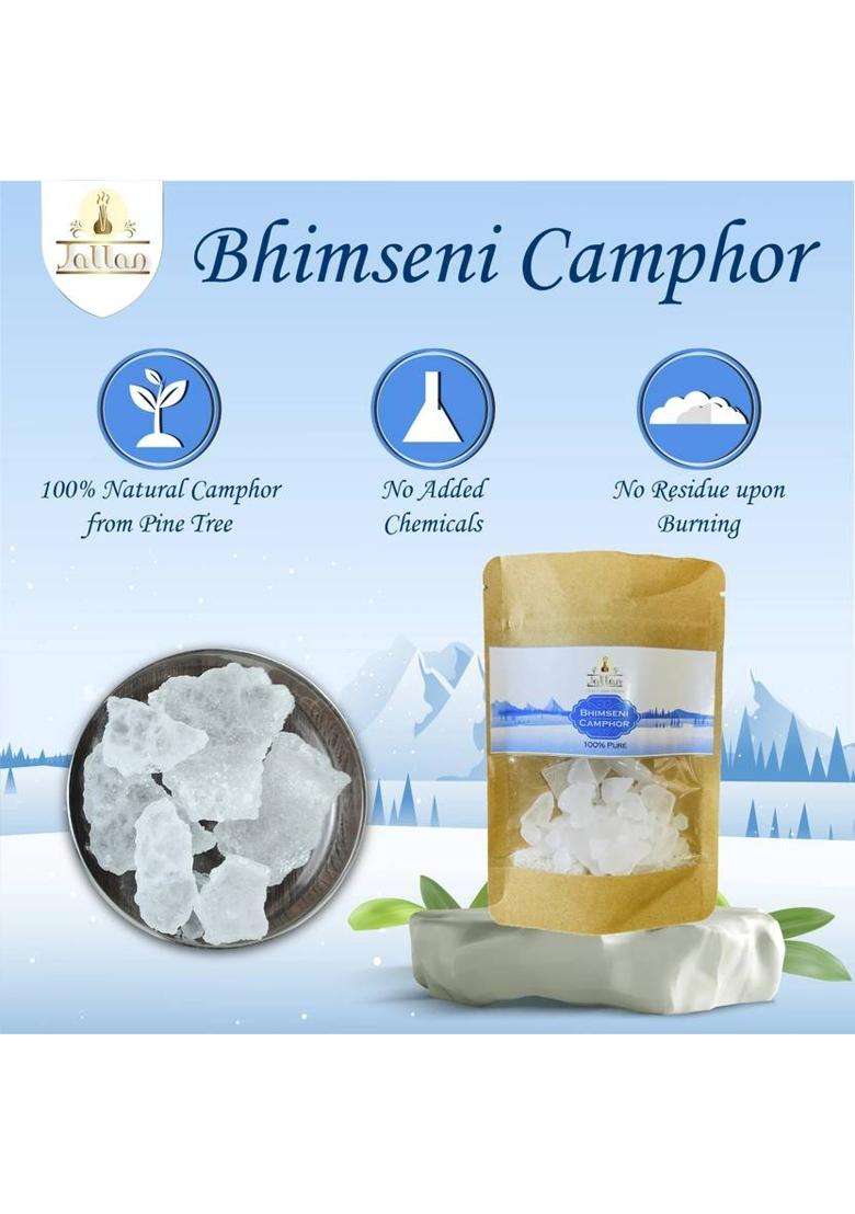 Jallan Pure Bhimseni Camphor Best Use For Pooja Havan Mosquito Repellent 100Gm Pack (100 G) - Indya