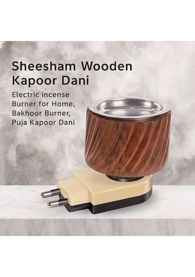 Divyarti Electric Kapoor Dani Diffuser & Wooden Burner Safe Camphor Kapoordani For Puja (1 Units) - Indya