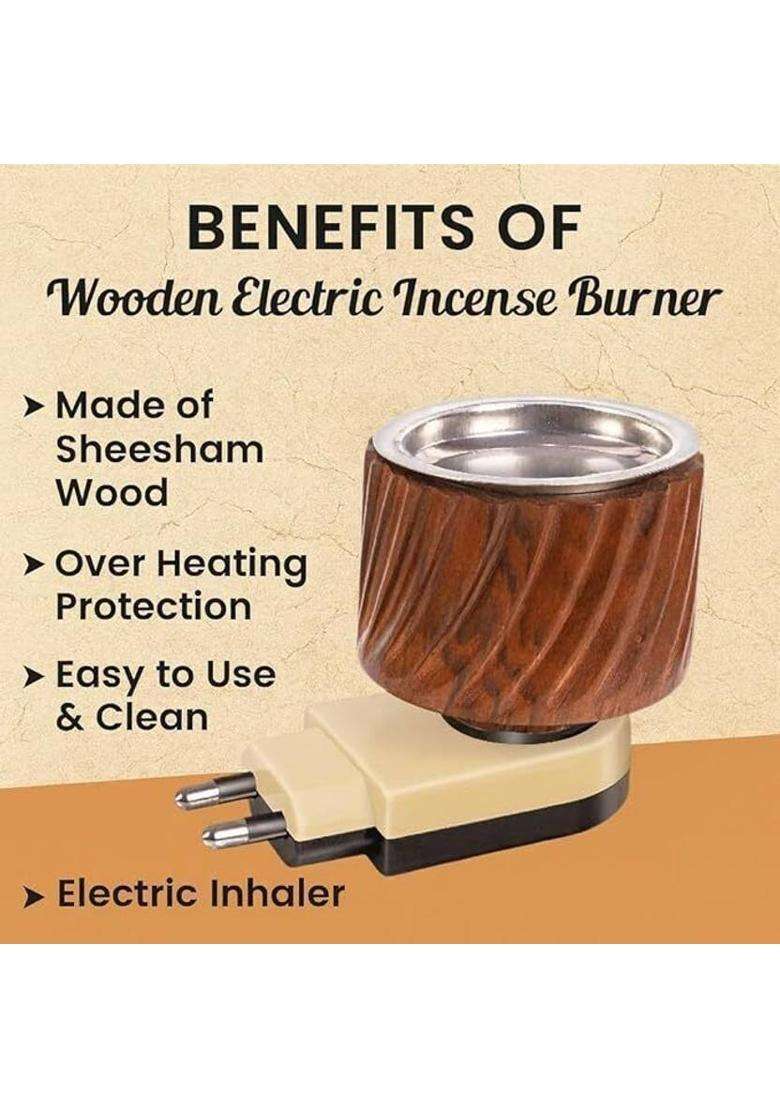 Divyarti Electric Kapoor Dani Diffuser & Wooden Burner Safe Camphor Kapoordani For Puja (1 Units) - Indya