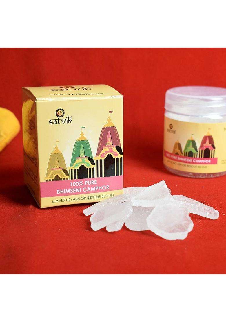 Satvik 100% Pure & Premium Bhimseni Camphor (50 Grams) - Indya