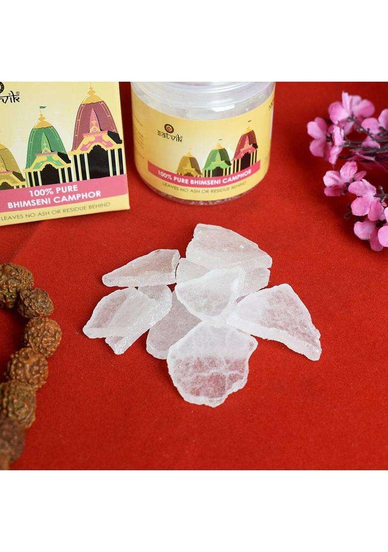 Satvik 100% Pure & Premium Bhimseni Camphor (50 Grams) - Indya