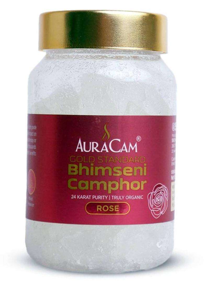 Auracam Gold Standard Bhimseni Camphor For Pooja Havan Meditation Rose 100Gm Pack Of 1 (100 G) - Indya