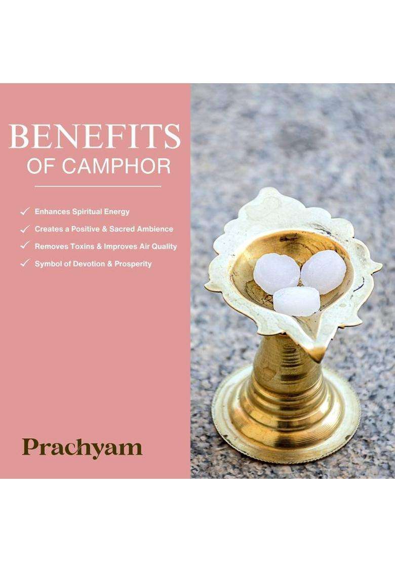 Prachyam Pure Bhimseni Kapoor 100% Natural Camphor For Puja Meditation & Air Purifier (100 G) - Indya