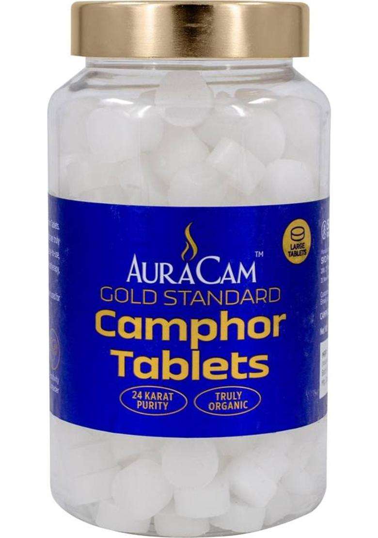 Auracam Gold Standard Camphor Tablets For Puja/Pure Kapoor -(Large Pack Of 1 250G) (250 G) - Indya