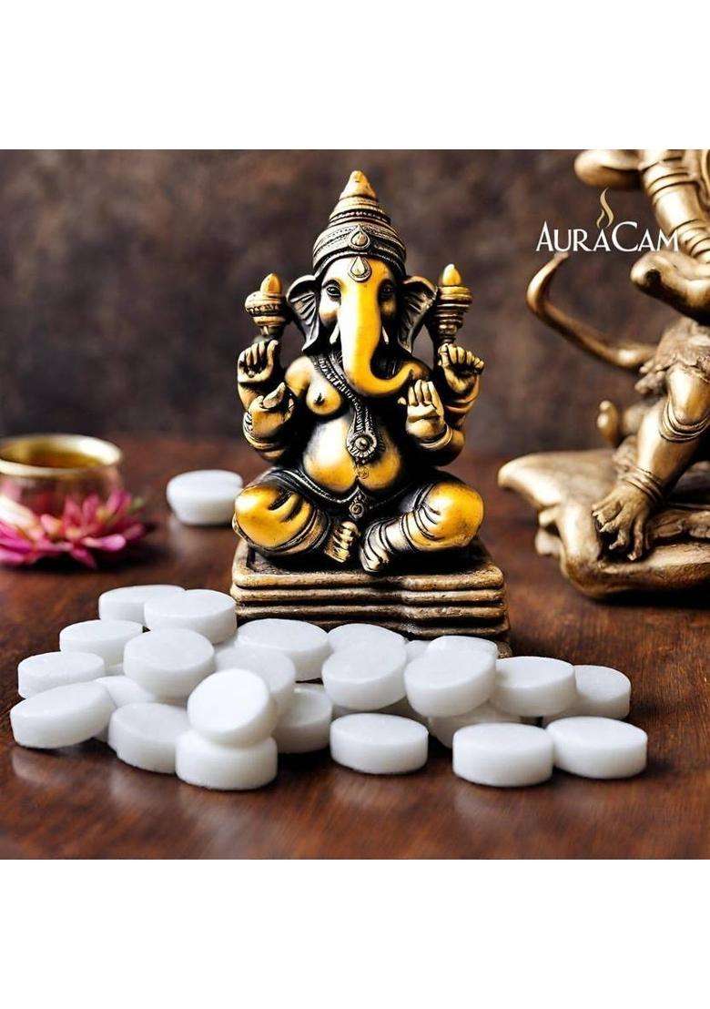 Auracam Gold Standard Camphor Tablets For Puja/Pure Kapoor -(Large Pack Of 1 250G) (250 G) - Indya