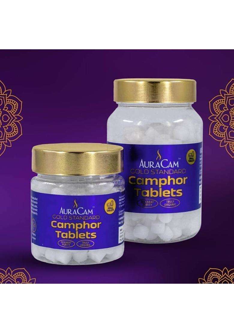 Auracam Gold Standard Camphor Tablets For Puja/Pure Kapoor -(Large Pack Of 1 250G) (250 G) - Indya