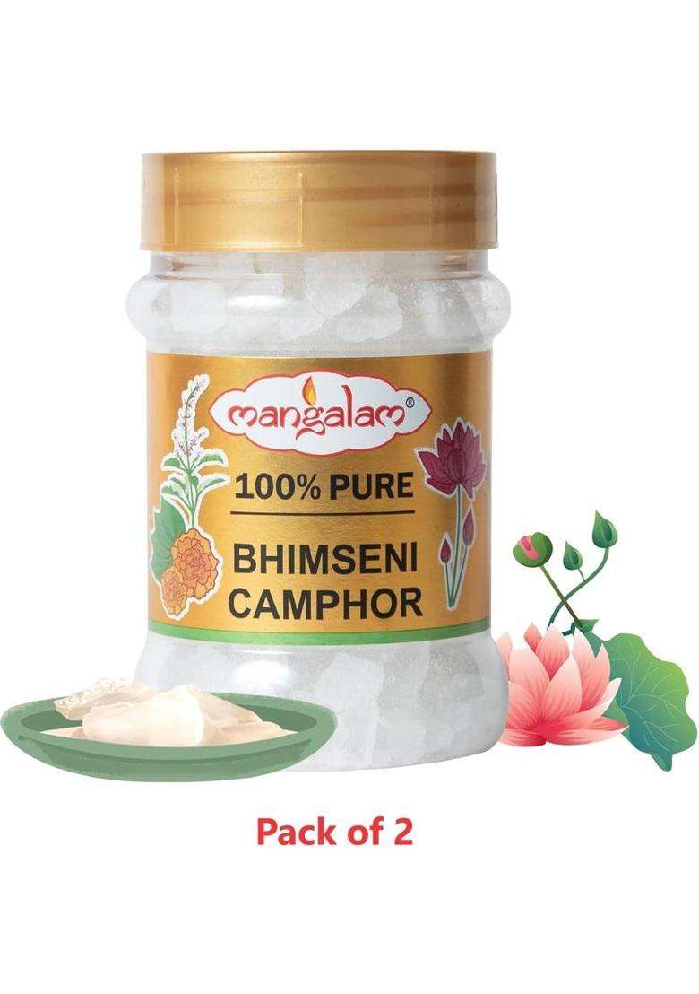 Mangalam Camphor Bhimseni 100% Organic For Puja Aromatherapy & Air Freshener Sweet Fragrance (100 G) - Indya