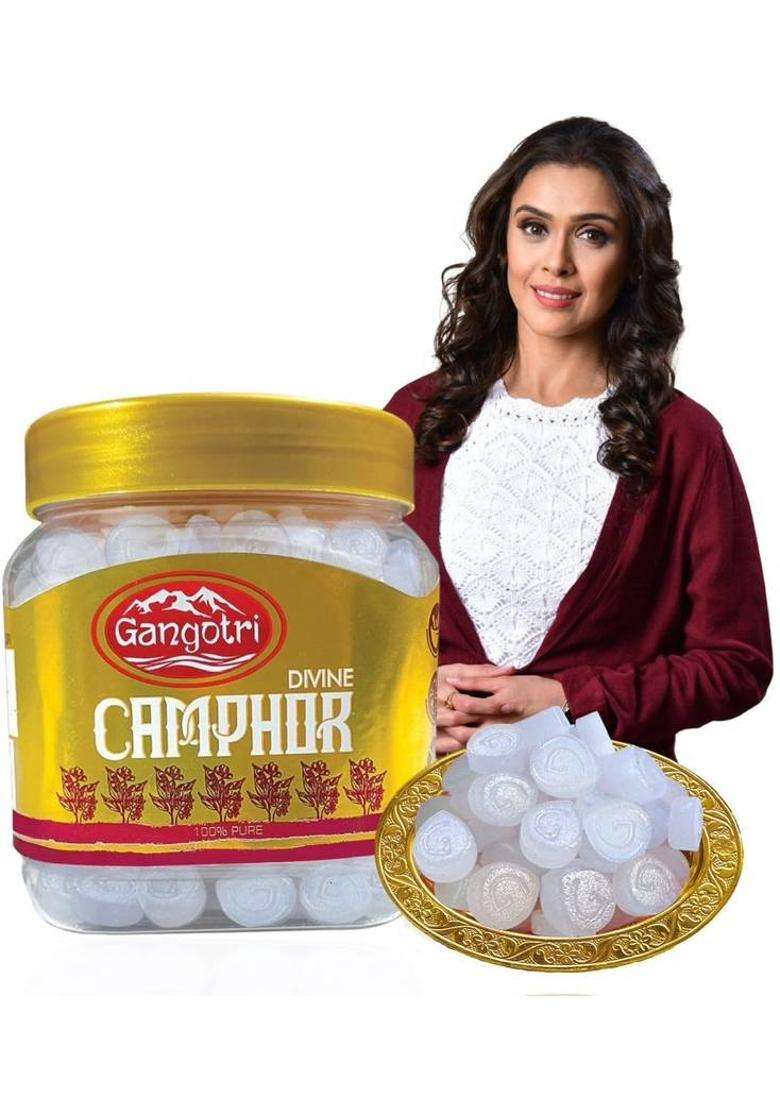 Gangotri Camphor Organic Aromatic Purifying Pleasant Kapooram Tablet Jar 250G (250 G) - Indya