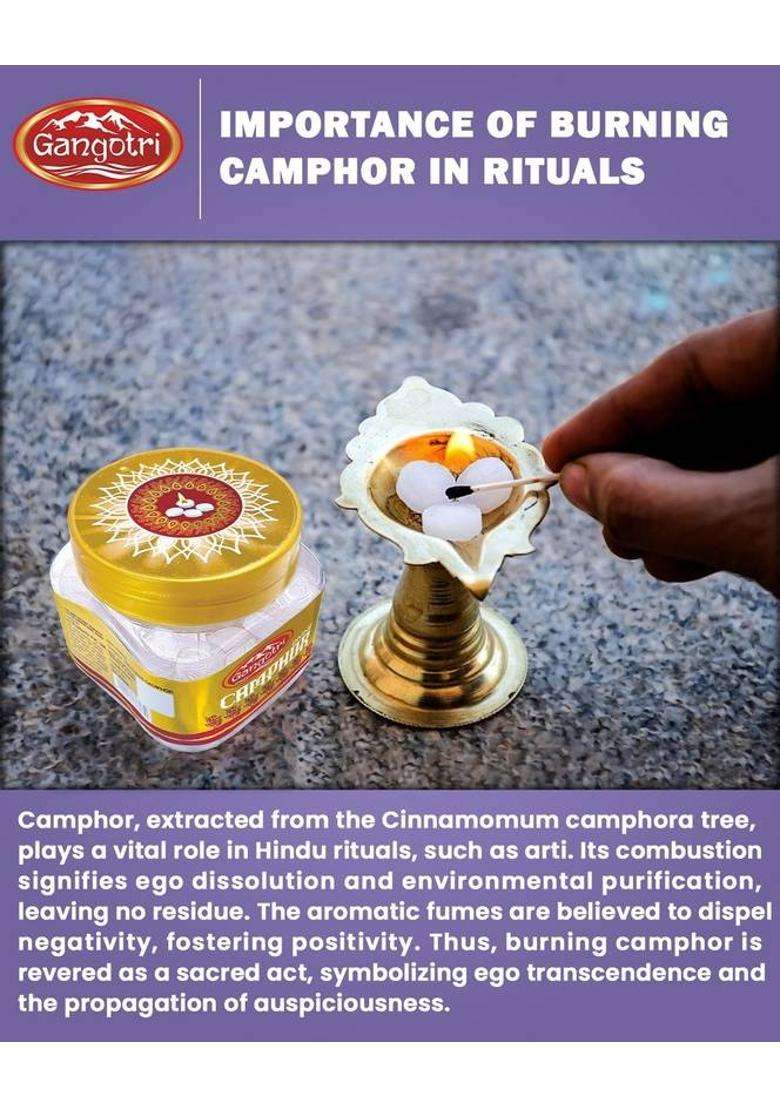 Gangotri Camphor Organic Aromatic Purifying Pleasant Kapooram Tablet Jar 250G (250 G) - Indya