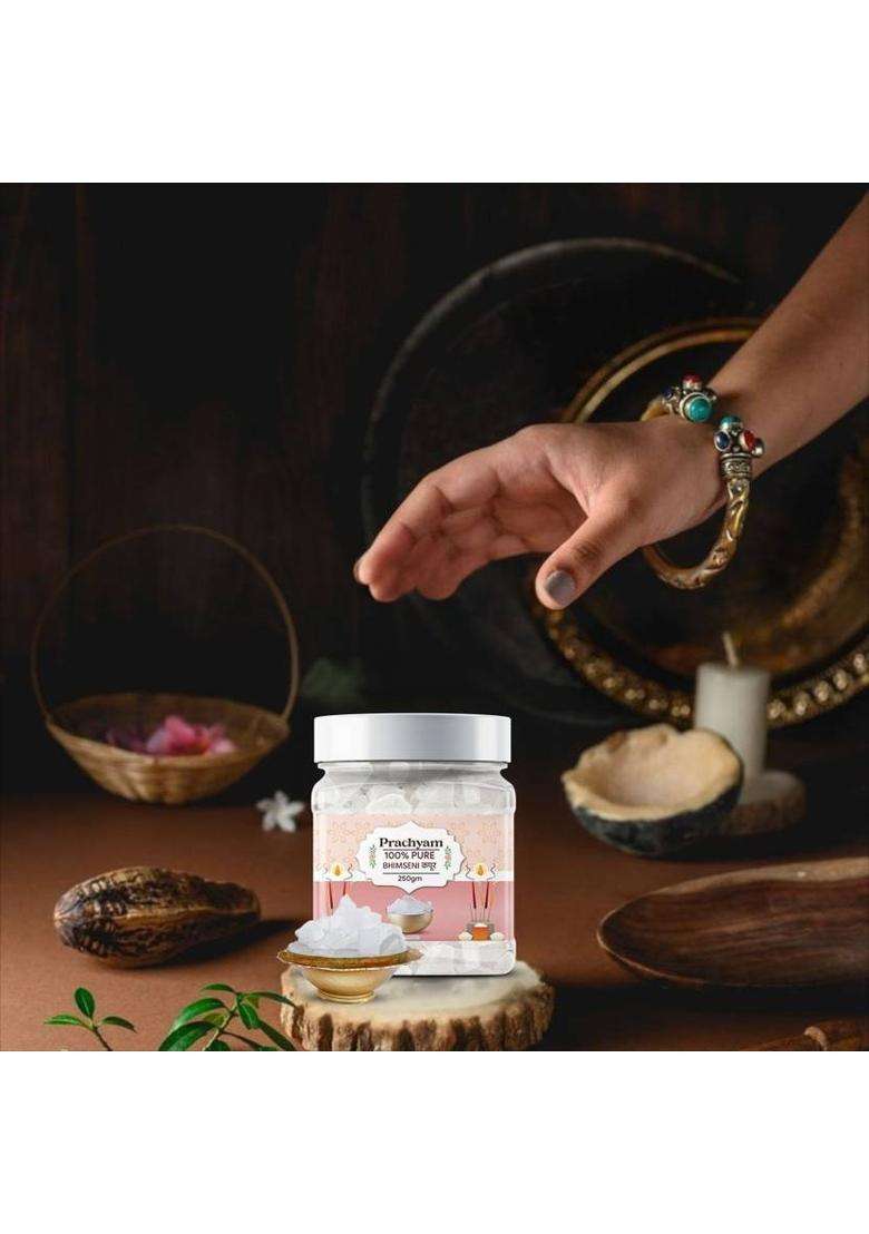 Prachyam 100% Pure Bhimseni Kapoor Natural Camphor For Puja Meditation & Air Purifier (250 G) - Indya