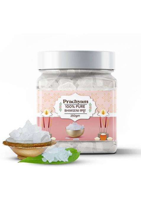 Prachyam 100% Pure Bhimseni Kapoor Natural Camphor For Puja Meditation & Air Purifier (250 G)