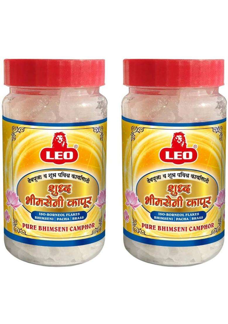 Leo Camphor Bhimseni Tablet Jar 100 Gram - Pack Of 2 (100 G) - Indya