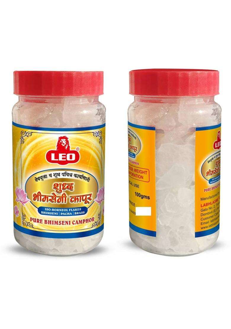 Leo Camphor Bhimseni Tablet Jar 100 Gram - Pack Of 2 (100 G) - Indya