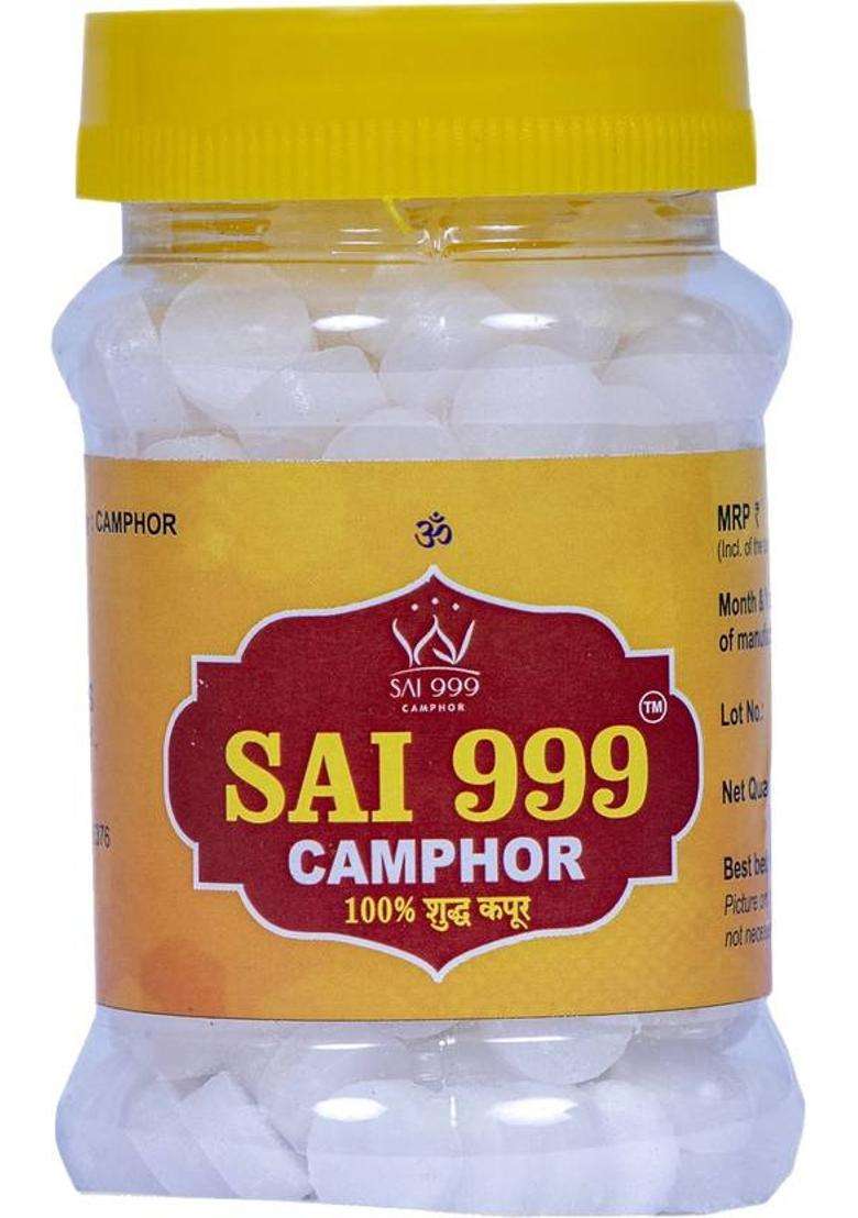 Sai999 Camphor Tablet Jar (Round Tablets 100 Gm Pack Of 2) (200 G) - Indya
