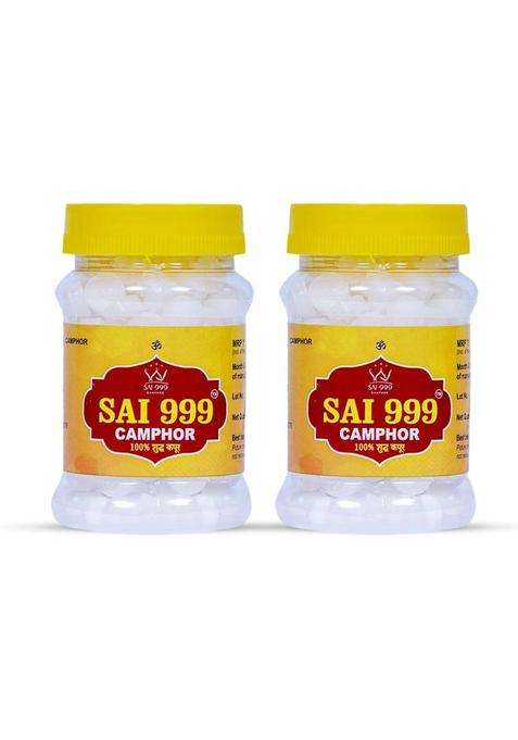 Sai999 Camphor Tablet Jar (Round Tablets 100 Gm Pack Of 2) (200 G)